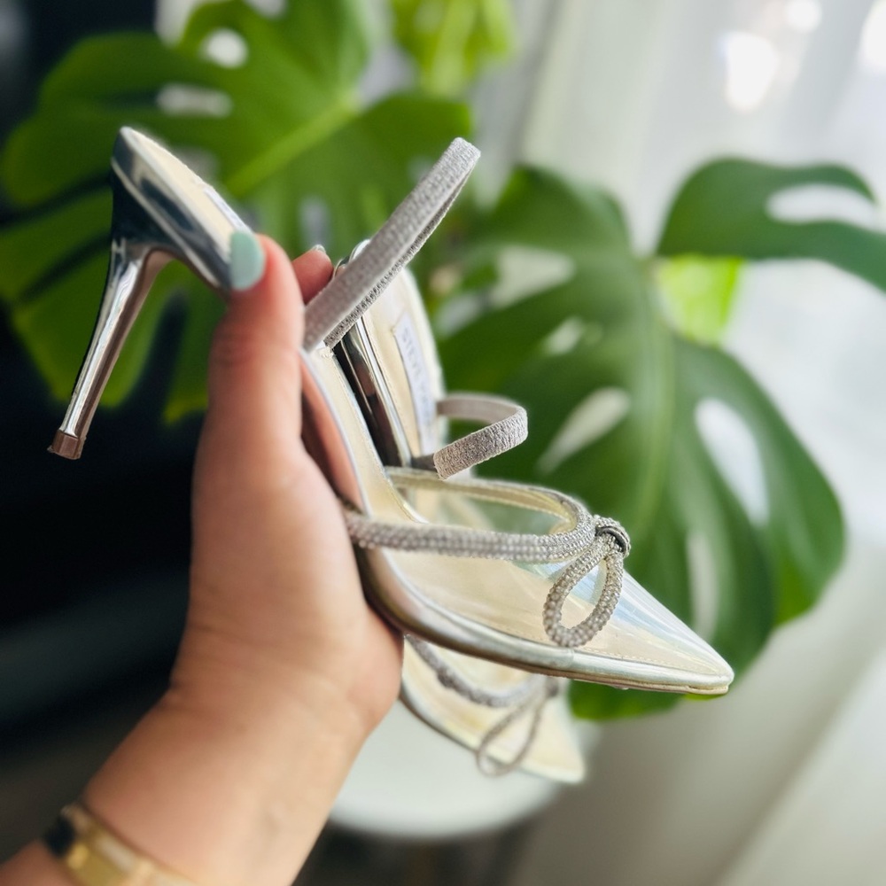 Elegant Silver Strappy Heels